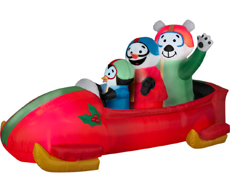 Penguin Bobsled Gemmy Animated Airbln Inflatable 7ft L image 0
