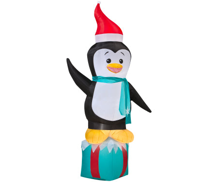 Penguin with Gift Box Gemmy Airblown Inflatable 6 ft tall image 0