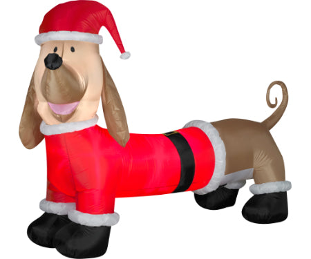 Dachsund In Santa Suit Gemmy Airblown Inflatable 6 ft long image 0