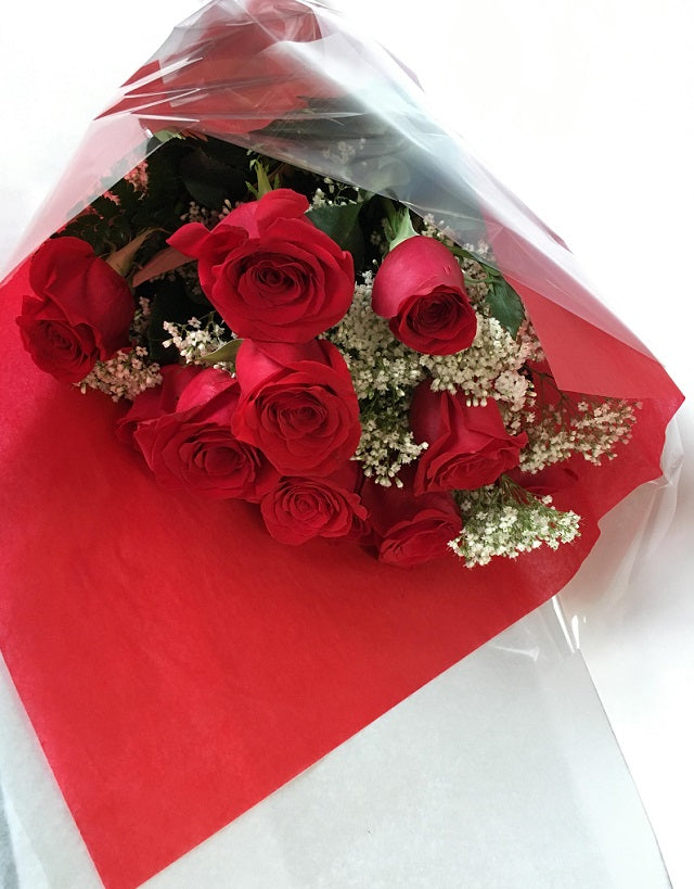 12 long stem red roses, wrapped only- Valentines Day image 0
