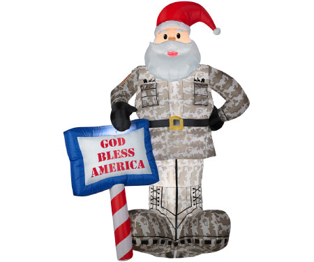 Military Santa Gemmy Giant Airblown Inflatable 8 ft image 0