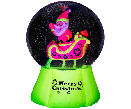 Santa Sleigh Neon Snowglobe Gemmy Airbln Inflatable 6 Ft H image 0