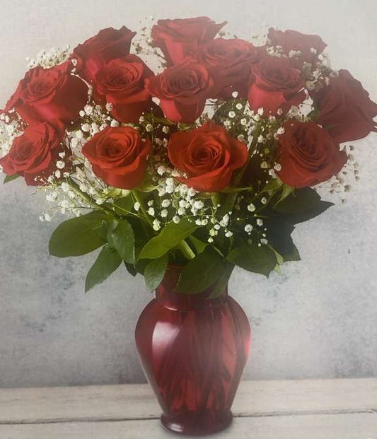 18 Red Roses & Vase image 0
