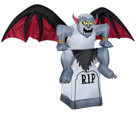 Gargoyle on Tombstone Gemmy Giant Airblown Inflatable 5ft high image 0