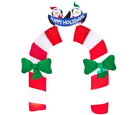 Penguin Candy Cane Archway Gemmy Giant Airbln Inflatable 10.5ft image 0
