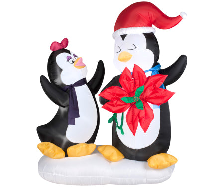 Penguin w/ Flower Gemmy Animated Airbln Inflatable 6 FT image 0